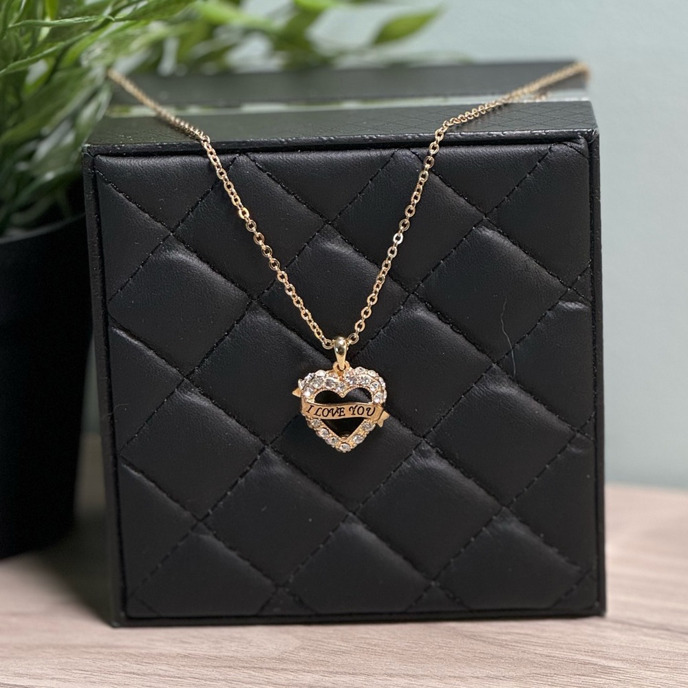Gold 'I Love You' Heart Pendant Necklace